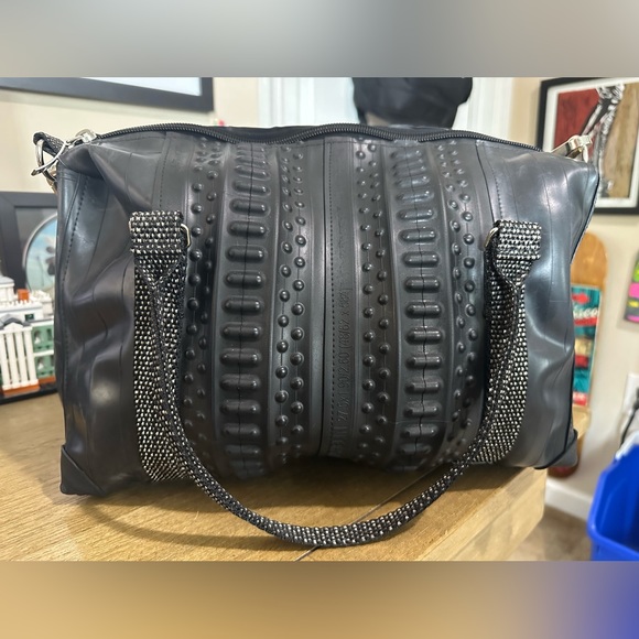 Maison Fantome Recycled Rubber Satchel Purse Adjustable Crossbody Strap Vegan - Picture 4 of 6